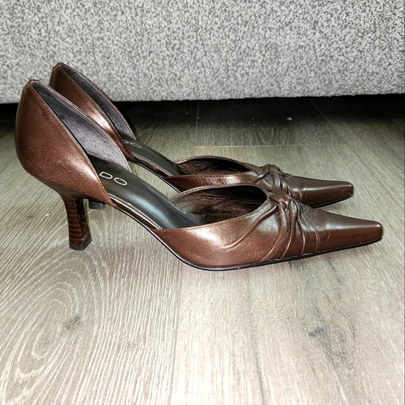Aldo | Metallic Brown | Izzy Knot |Leather | Pointed Toe | Kitten Heels | Size 8 - Picture 4 of 12